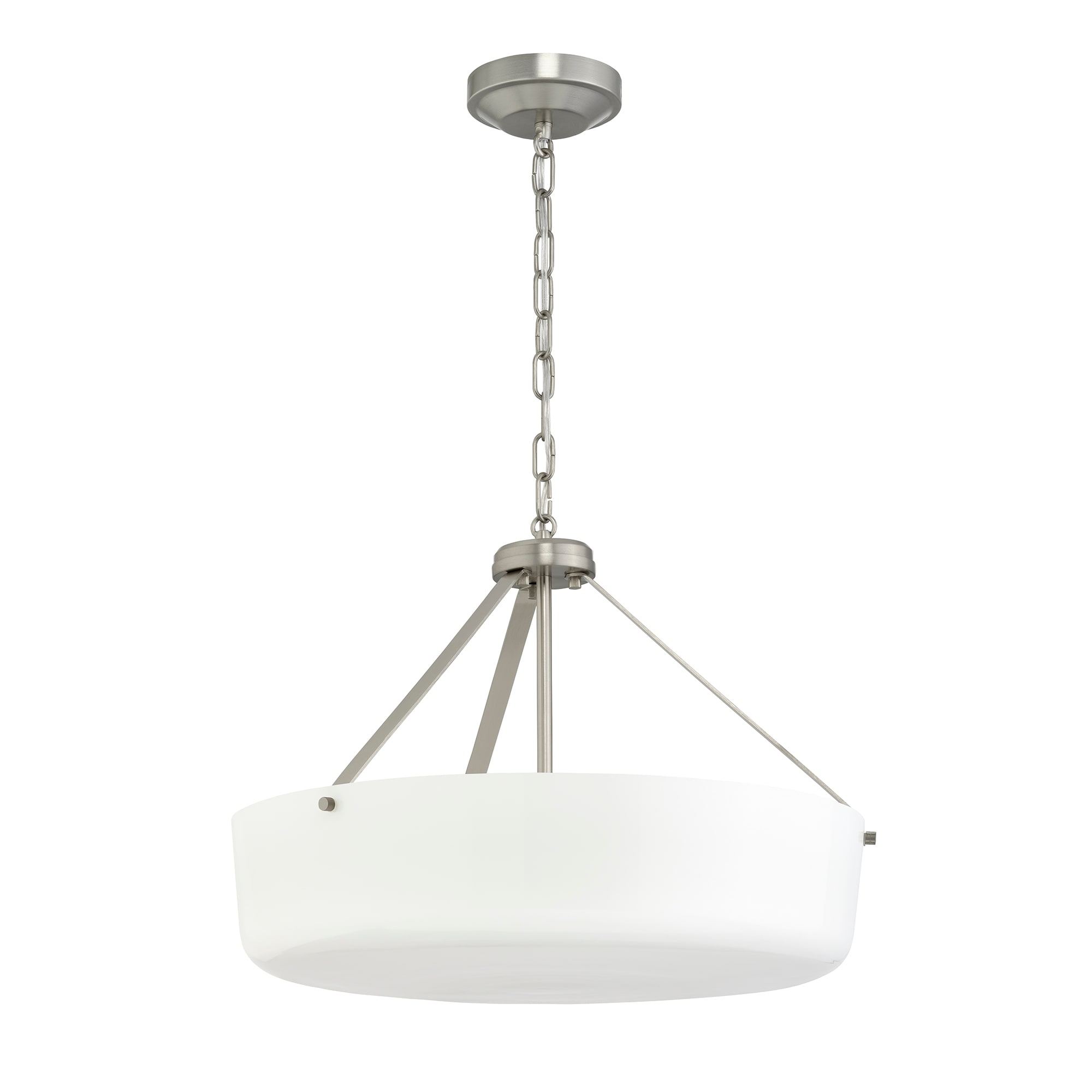 Progress Lighting Lieon Collection Three-Light Convertible Pendant with White Glass - Brushed Nickel - 21