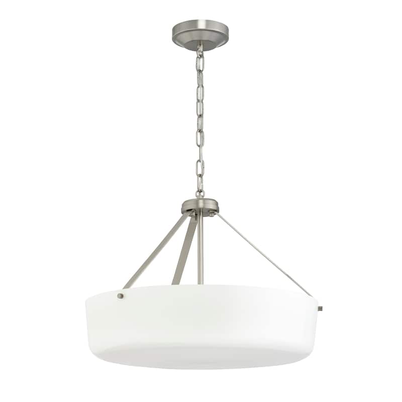 Lieon Three-Light Convertible Pendant with White Glass - Brushed Nickel - 21