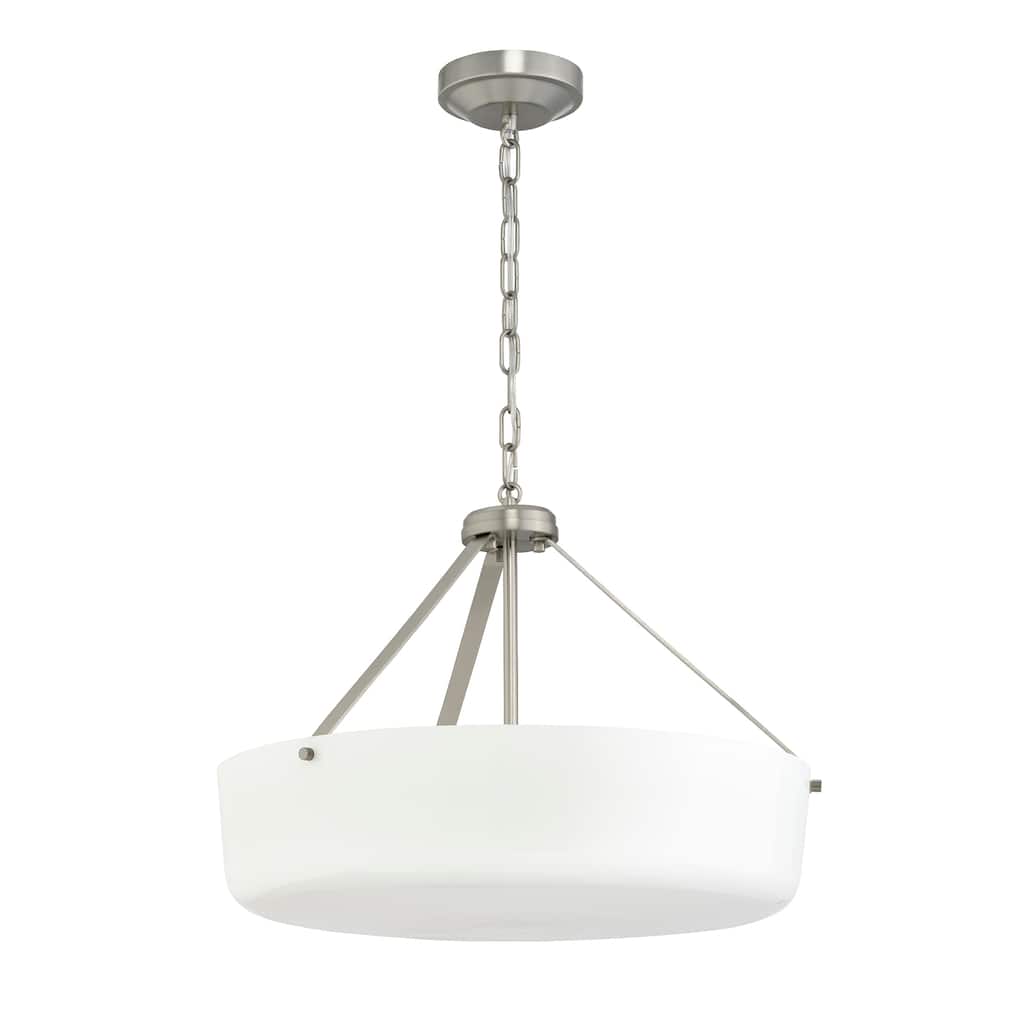 Lieon Three-Light Convertible Pendant with White Glass - Brushed Nickel - 21