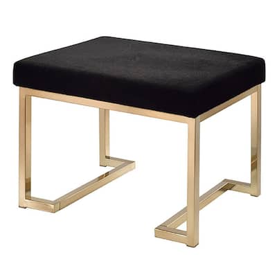 Black and Champagne Ottoman with C Metal Base