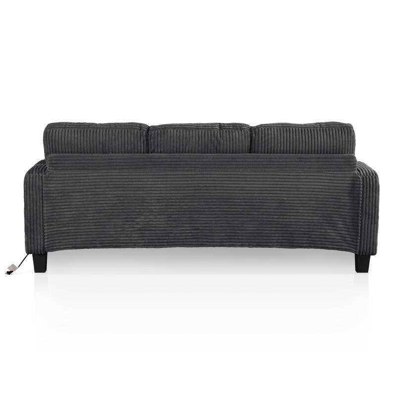 Furniture of America Xenia Modern Chenille Sofa with Cup Holders and USB Ports