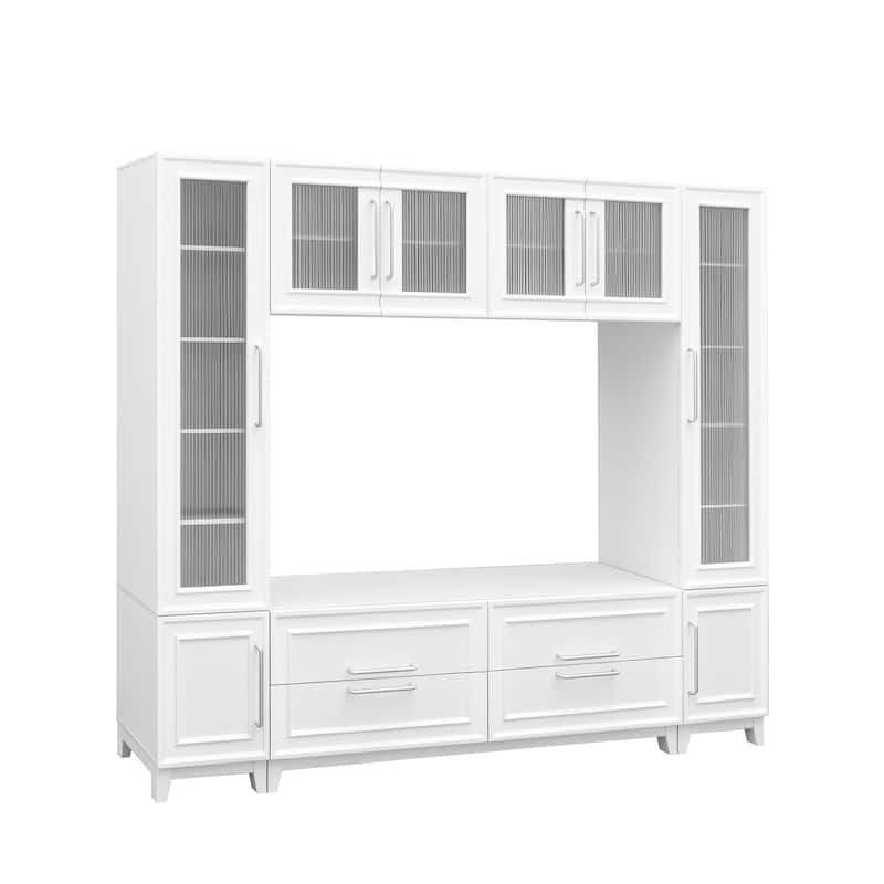 Large 102" Wall Unit TV Stand with Storage, Bookshelves, Modern Entertainment Center Media Console for TVs up to 75"