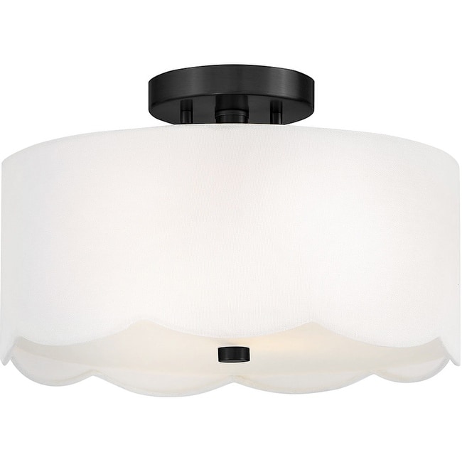 Lark 84381 Bliss 2 Light 14" Wide Semi-Flush Drum Ceiling Fixture with - Black