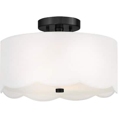 Lark 84381 Bliss 2 Light 14" Wide Semi-Flush Drum Ceiling Fixture with