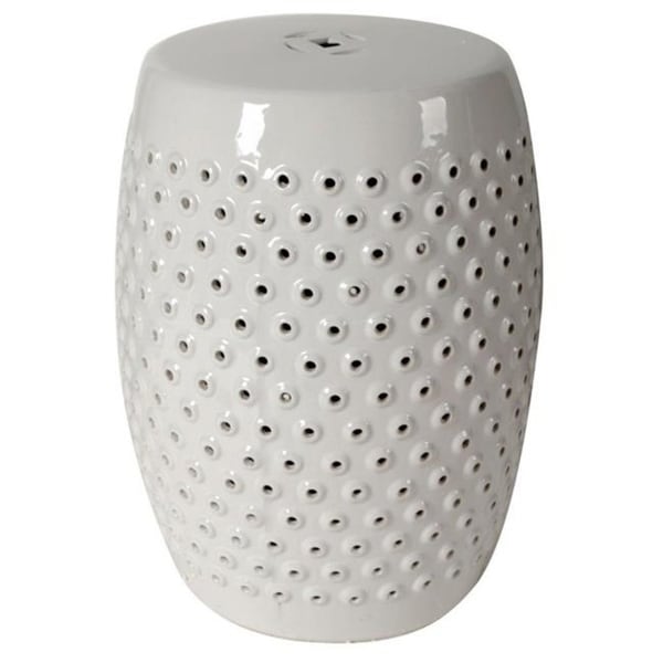 Benzara BM149451 Decorative Stool with Splendid Pattern White