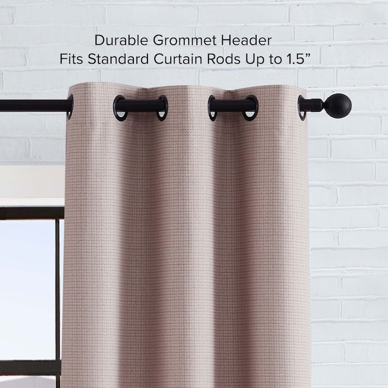 Lucky Brand Finley Textured Blackout Grommet Window Curtain Panel Pair with Tiebacks