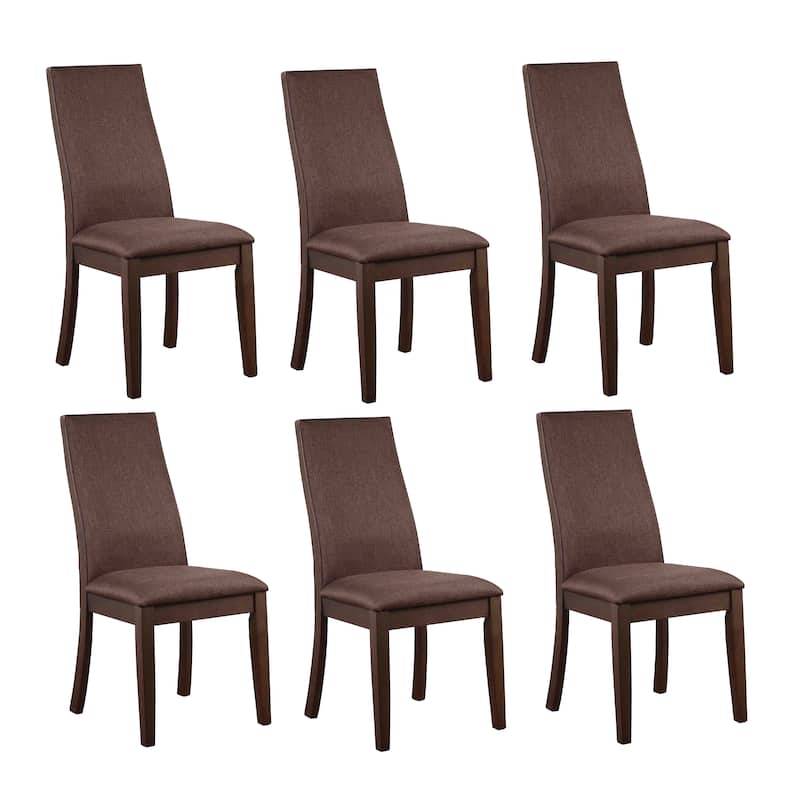 Charleston Upholstered Solid Back Dining Chairs (Set of 6) - Chocolate