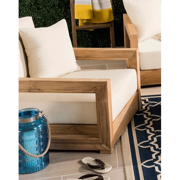 Safavieh Couture Montford Brown/ Beige Outdoor Armchair. Opens flyout.