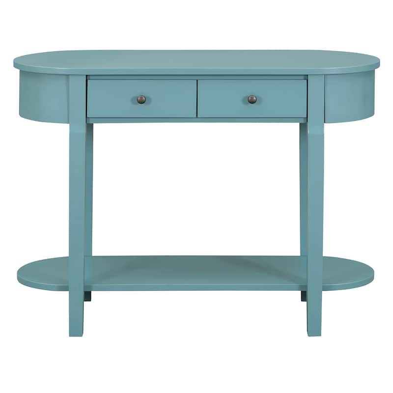 Elegant Retro Console Table with Curved Design & Smooth Glaze