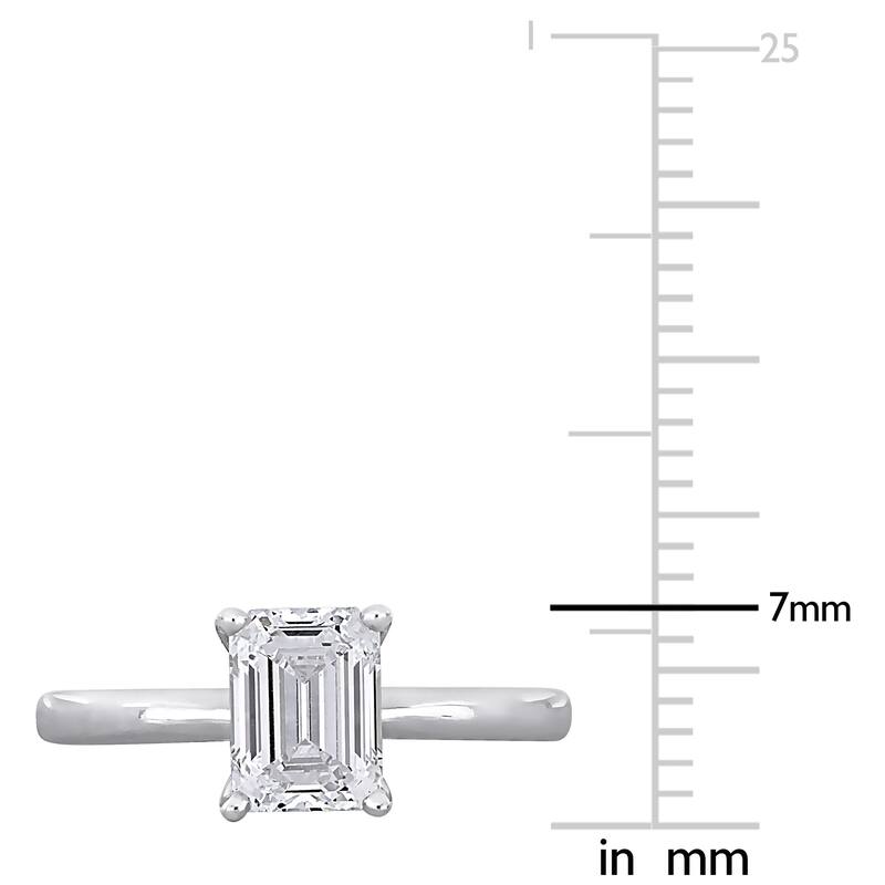 Miadora 1 1/10ct TDW Emerald-cut Diamond Solitaire Ring in 14k White Gold