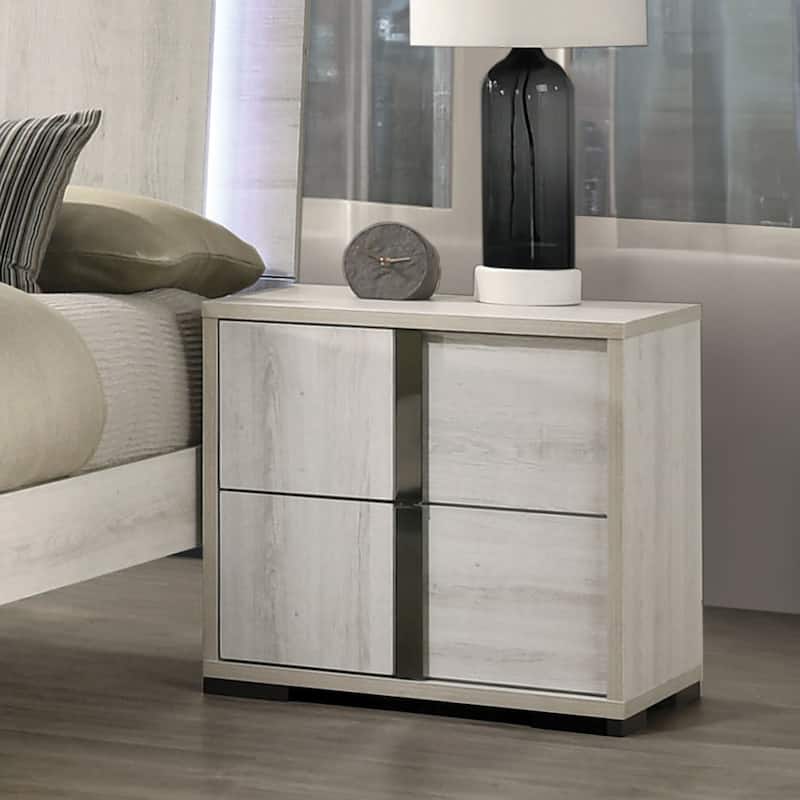 Furniture of America Eltering Contemporary Washed White 2-Drawer Nightstand - Washed White