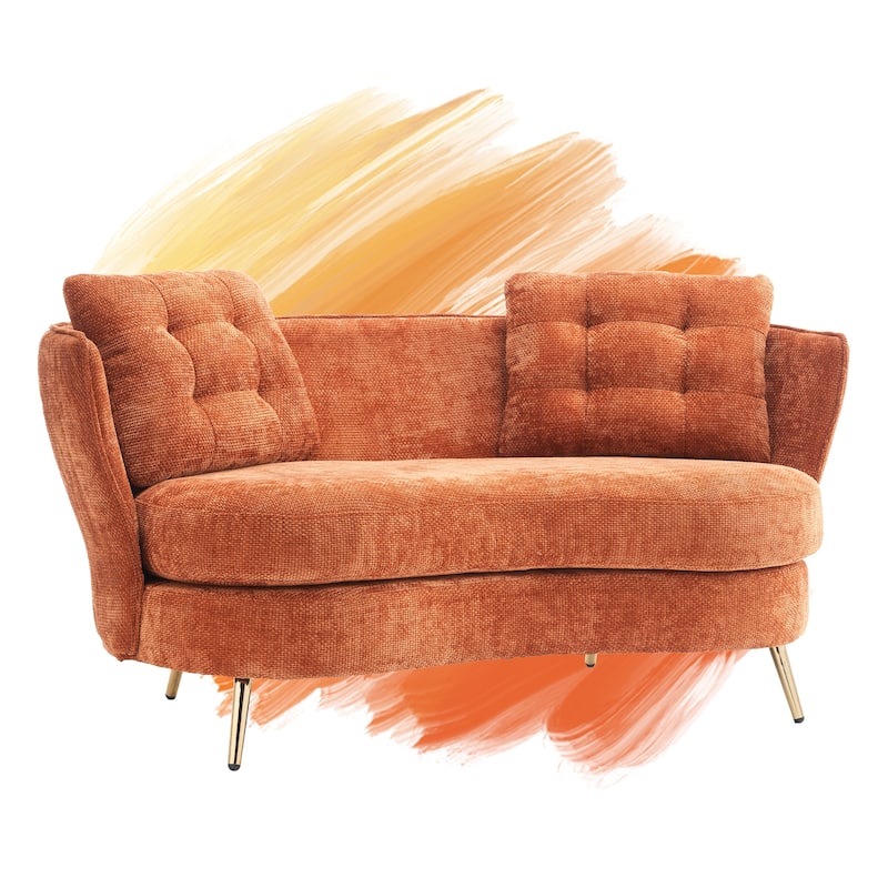 Upholstered Loveseat Sofa Chair with Golden Metal Legs