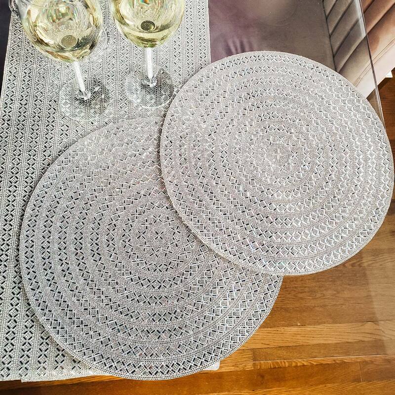 Sparkles Home Madison Avenue Round Rhinestone Placemat