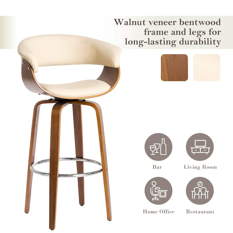 Glitzhome Set of 4 Modern Counter or Bar Height Faux Leather Swivel Pub Stools