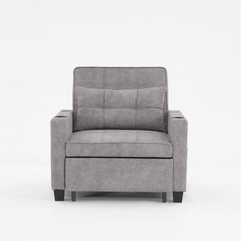 3-in-1 Pull Out Convertible Sleeper Chair w/ USB Ports,Wear Resistant