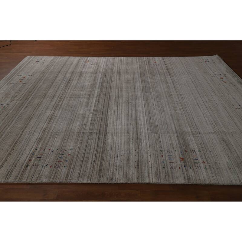 Hand Knotted Oriental 100% Wool Carpet Tribal Tribal Greys & Charcoal Gabbeh Area Rug - 10' 0'' X 8' 3''