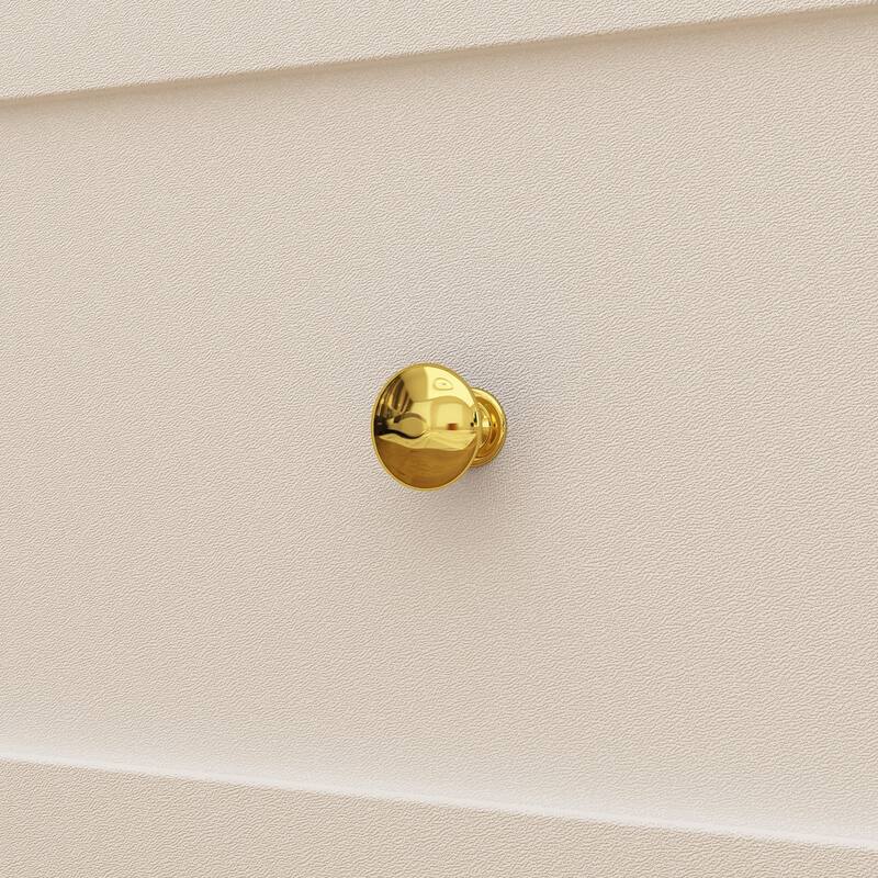 White Wardrobe Closet with Gold Handles - Modern Storage Cabinet with Drawers