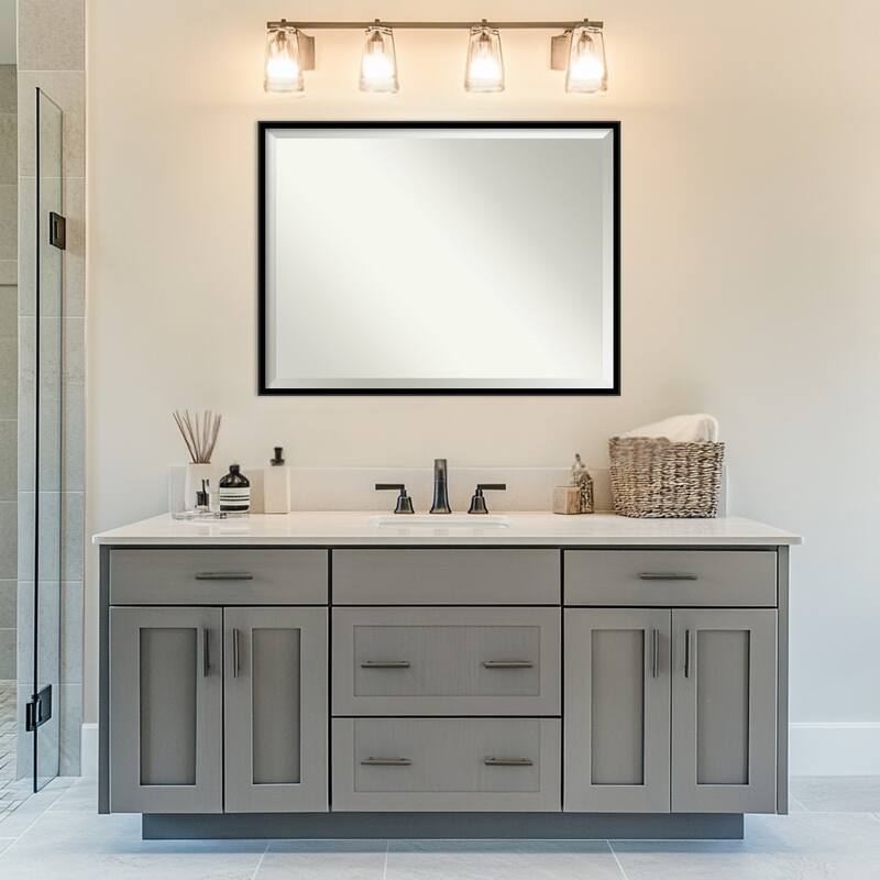 Incline Beveled Wood Framed Bathroom Vanity Wall Mirror