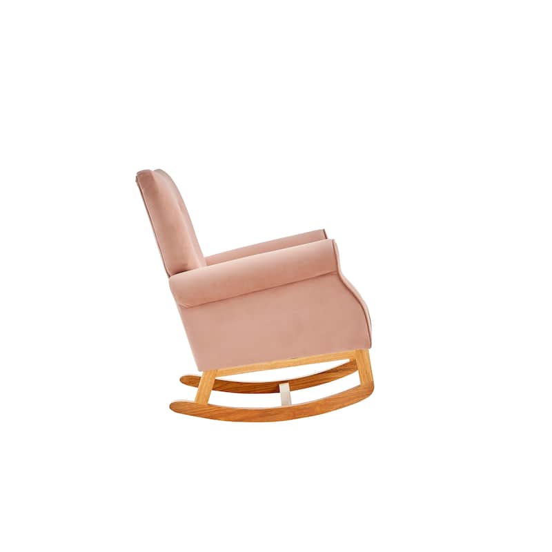Velvet Nursery Rocking Chair with High Back