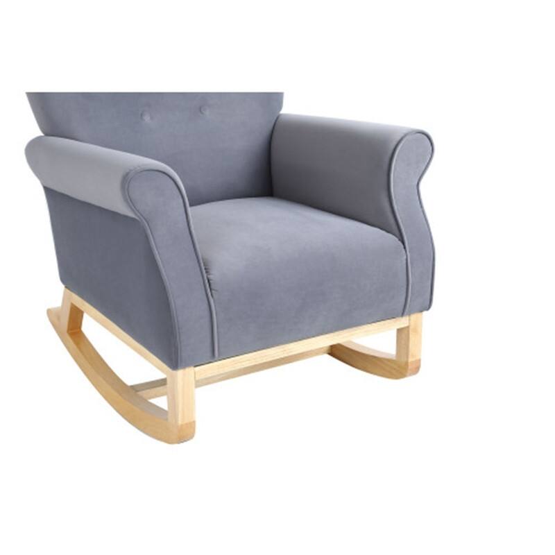 Rocking Chair for Nursery, Upholstered High-Back Accent Arm Chair, Comfortable Rocker Fabric Padded Seat