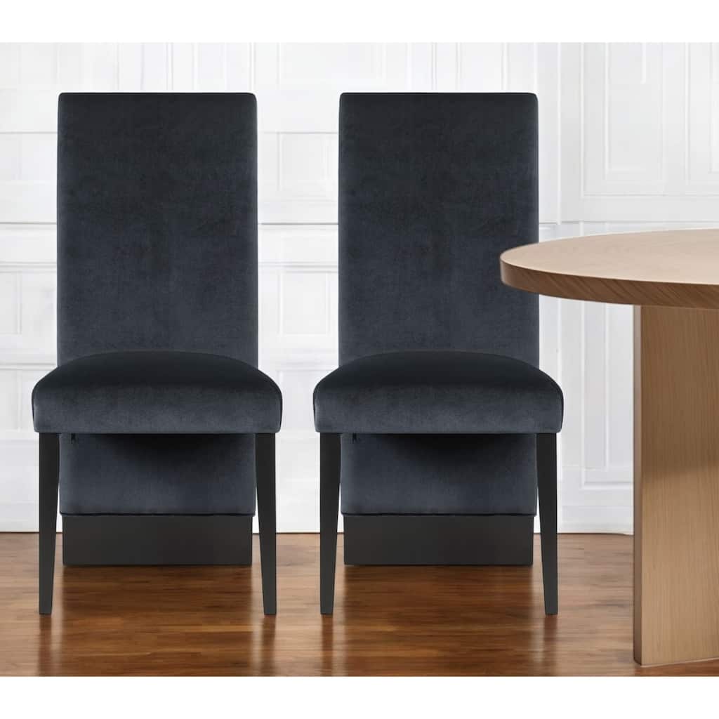 Set of 2 Black Upholstered Velvet Dining Chairs for Modern Living - 25.70” x 19.50” x 41.70”