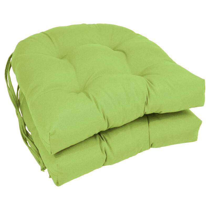 16-inch U-Shaped Indoor Twill Chair Cushions (Set of 2, 4, or 6) - 16" x 16" - Set of 2 - Mojito Lime