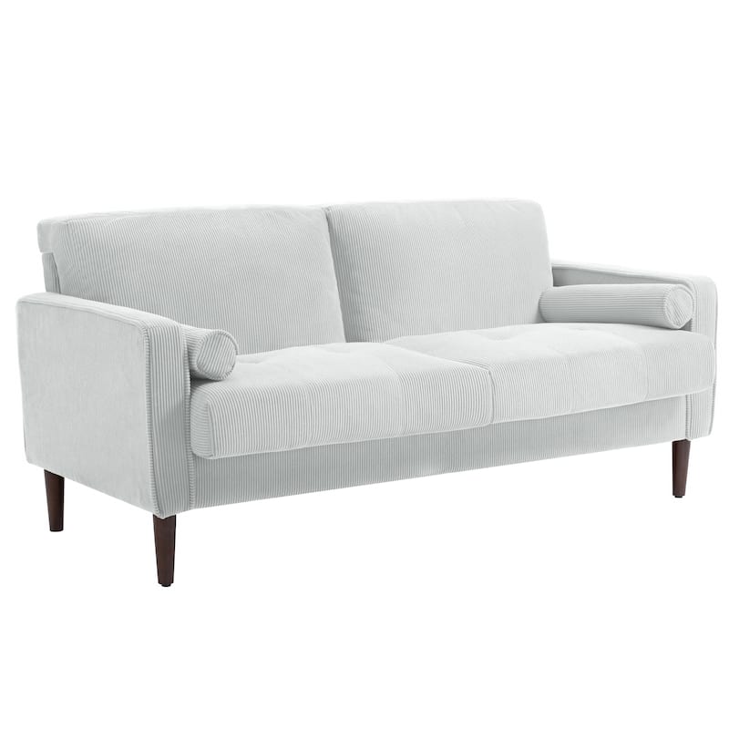 Modern Corduroy 2 Seater Sofa with Bolster Pillows