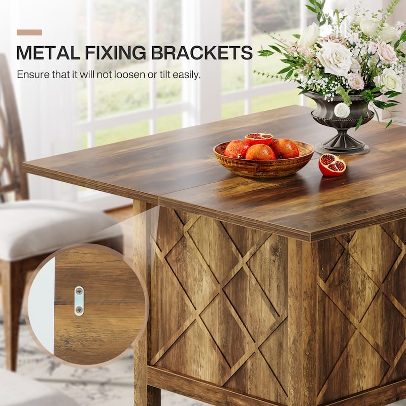 4-Person Farmhouse Wooden Square Dining Dinner Table for Kitchen