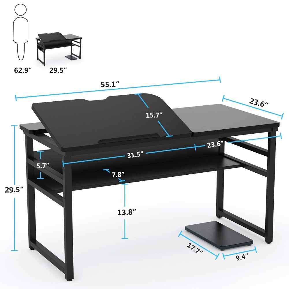 Computer Desk With Storage Shelf Drafting Table Overstock 30387474