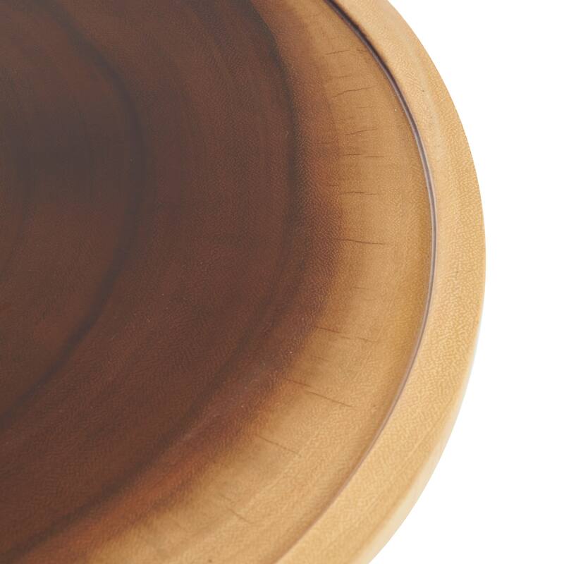 Brown Wood Handmade Side End Accent Table with Cylinder Block Base