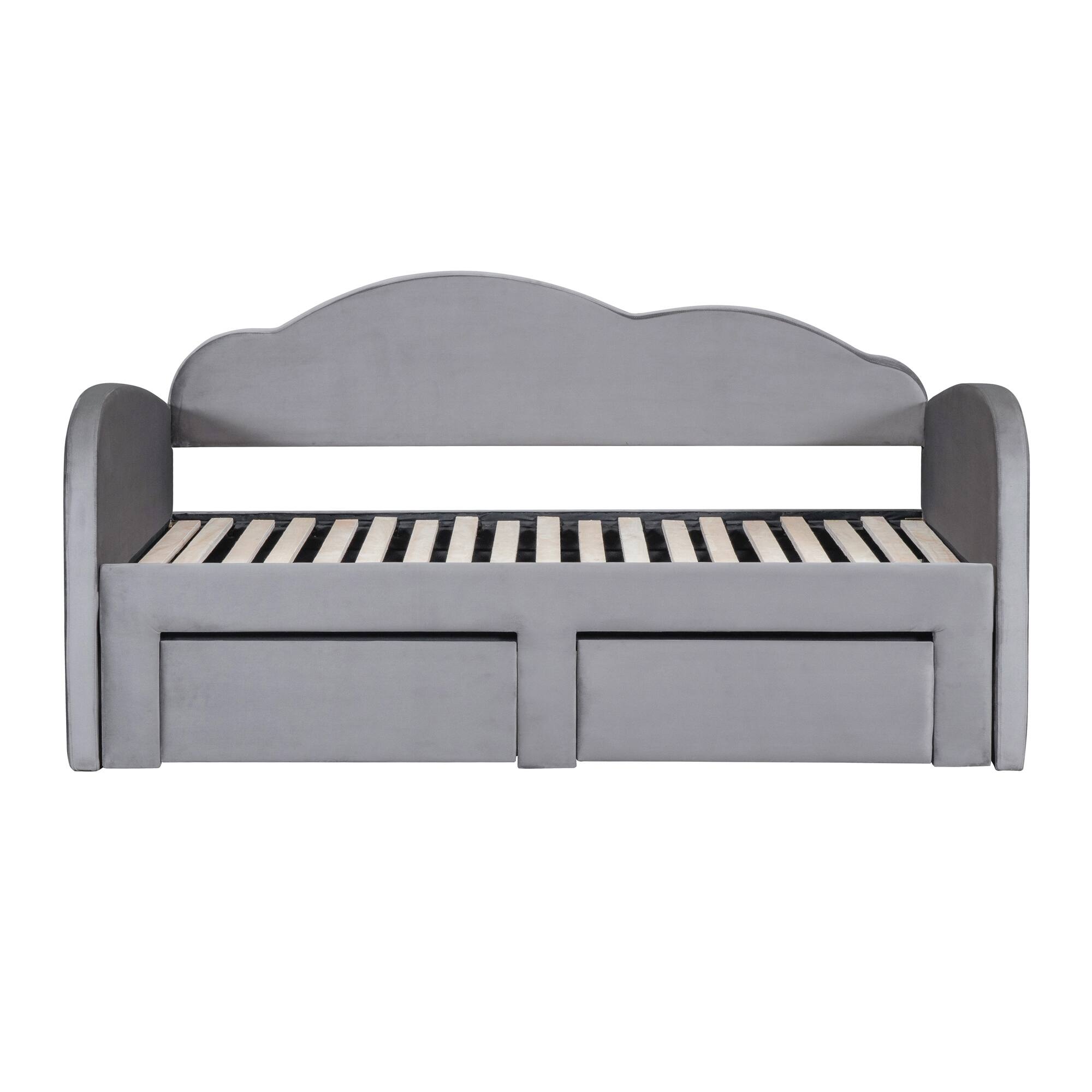 Velvet Twin Velvet Daybed with Trundle & 2 Drawers Grey On Sale