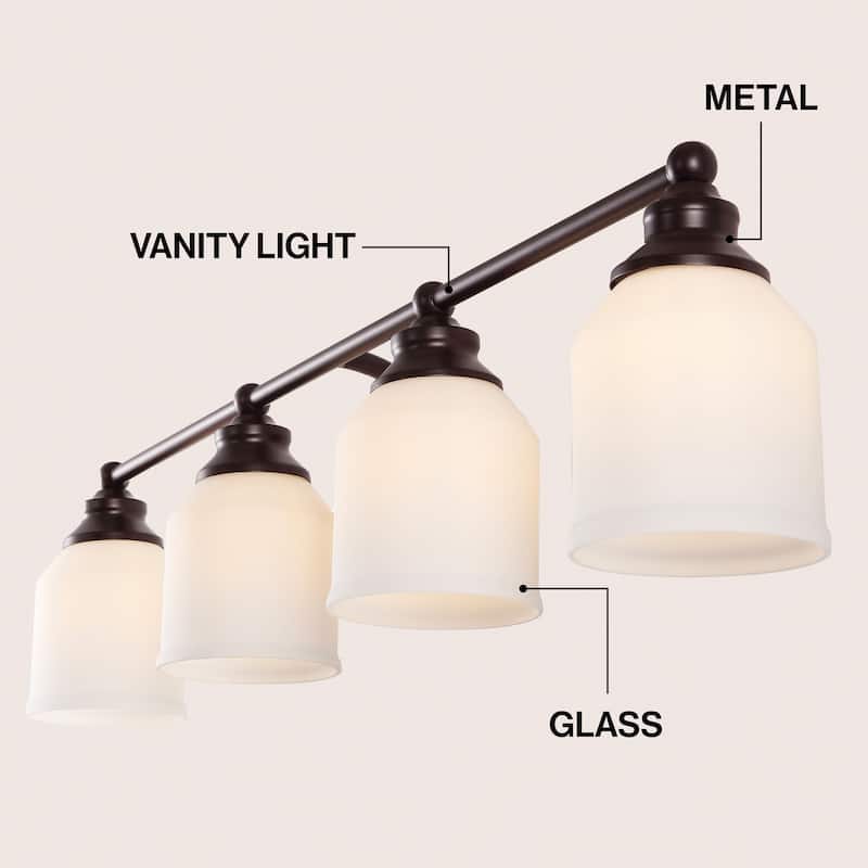 JONATHAN Y Jayne Iron/Frosted Glass LED Vanity Light