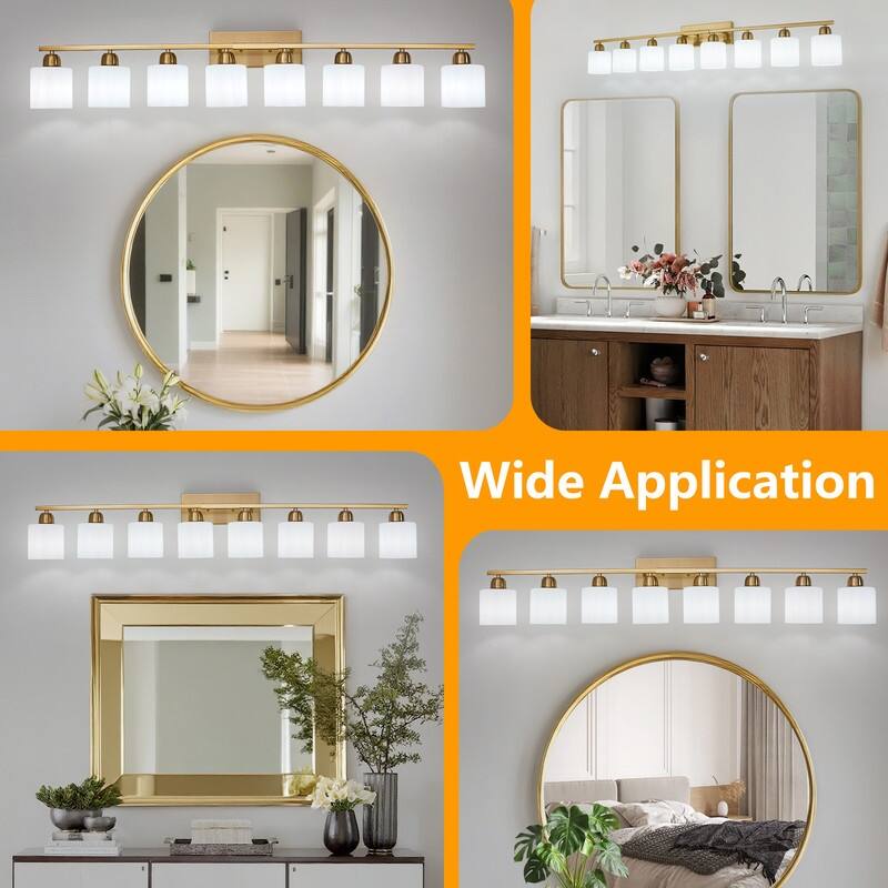 Modern Bathroom Vanity Light With Frosted Milk Glass Shades