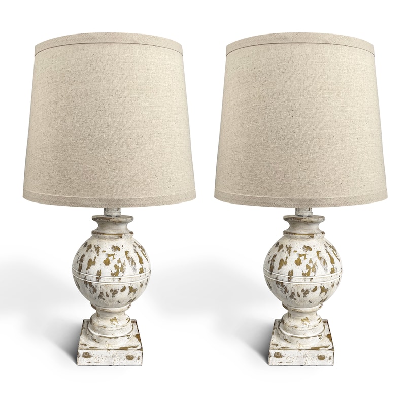 19'' White Table Lamp Set
