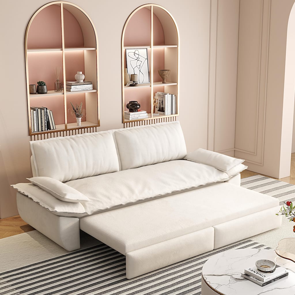 73.2" Pull Out Sofa Bed with Removable Backrest, 3-in-1 Convertible Sleeper Sofa, Multi-Functional Velvet Upholstered Loveseat