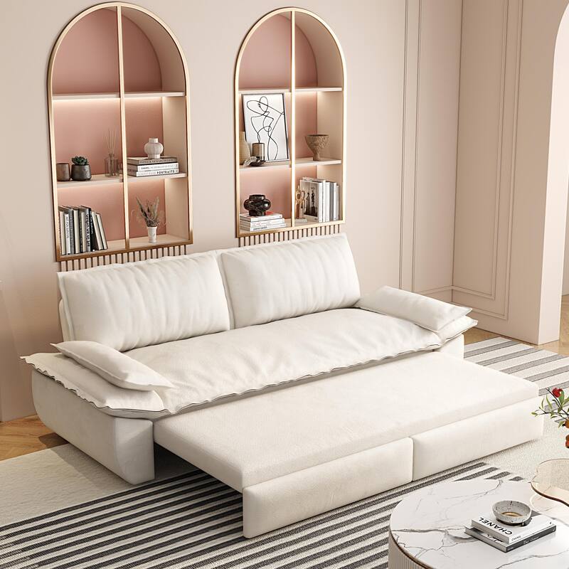 73.2" Queen 3-in-1 Convertible Sleeper Sofa Bed