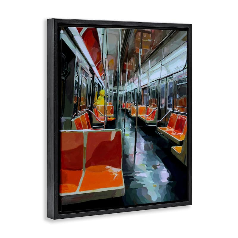 Stupell Bird Character in Subway Train Framed Floater Canvas Wall Art Design By Keith Thomson
