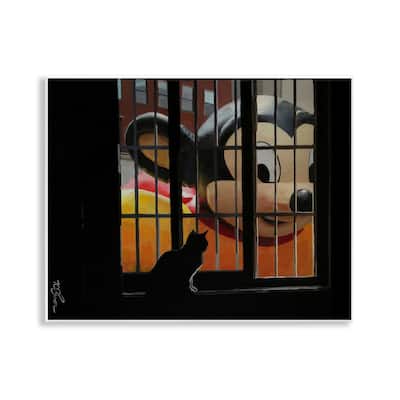 Stupell Mouse Character Peering at Cat Wall Plaque Art Design By Keith Thomson