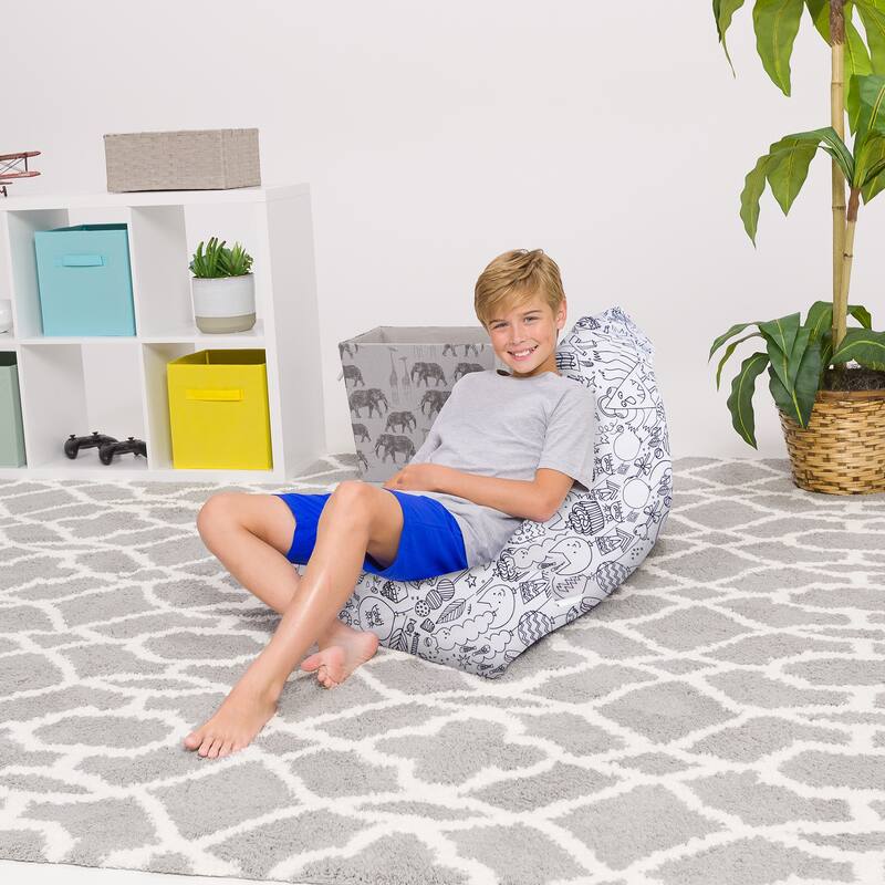 Multicolor Premium Bean Bag Twist Chair - Medium 100L Size - Canvas Coloring Fabric - Fun Creatures