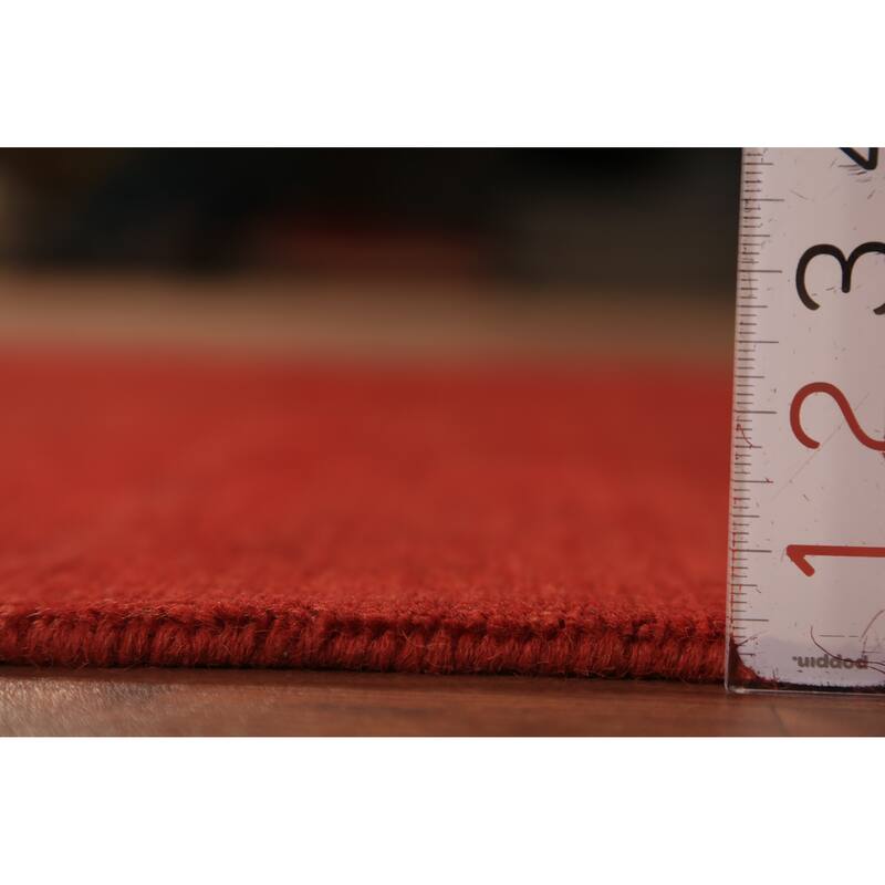 Red Gabbeh Modern Rug Handmade Solid Tribal Wool Carpet - 3'5" x 5'0"