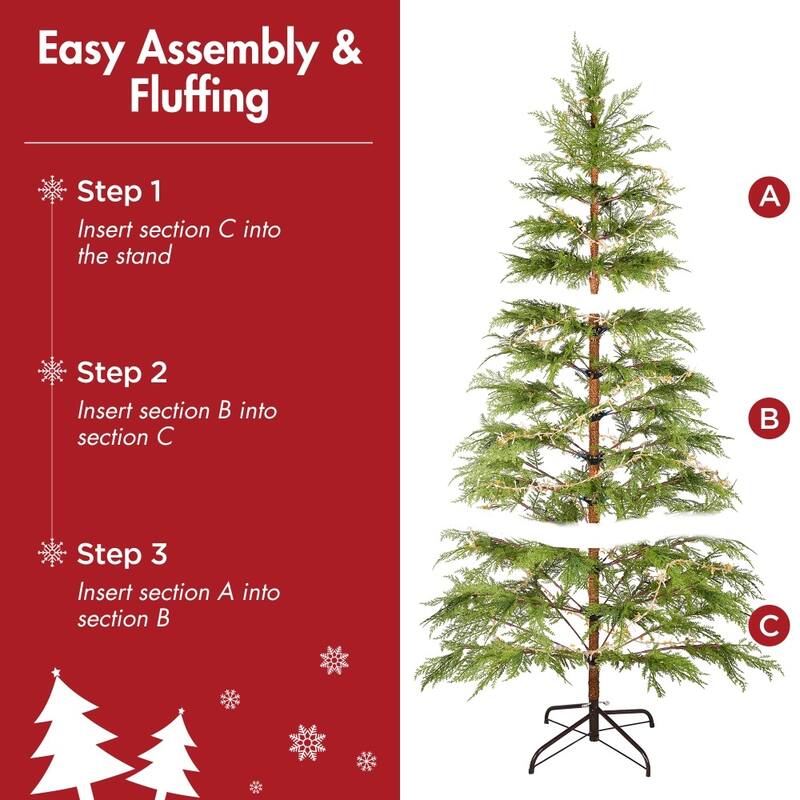 6 Feet Artificial Full Christmas Tree with LED Lights and Metal Stand