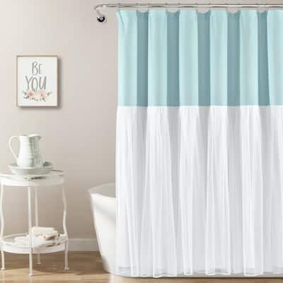 Lush Decor Tulle Skirt Colorblock Shower Curtain