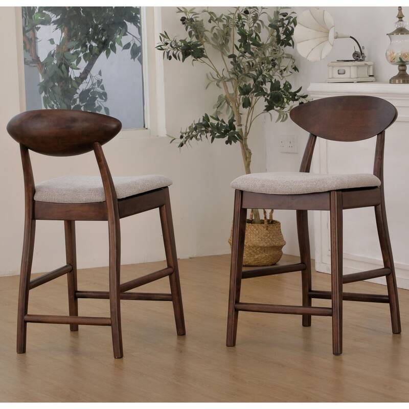 Furniture of America Abigail V Mid-Century Modern 5-Piece Walnut 53-inch 1-Leaf Extendable Counter Height Dining Set
