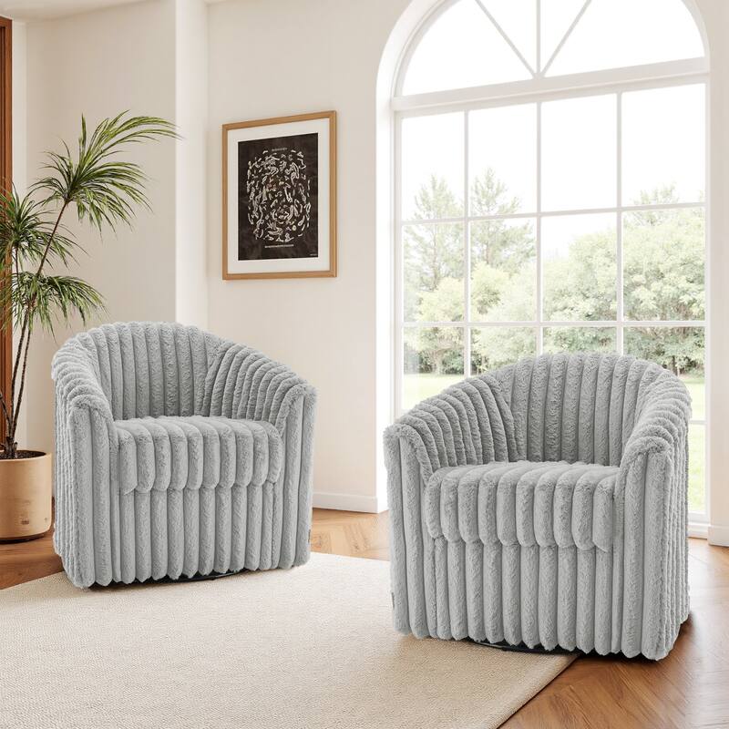 Modern Cotton Flannel Swivel Accent Chair Plush Barral Chair