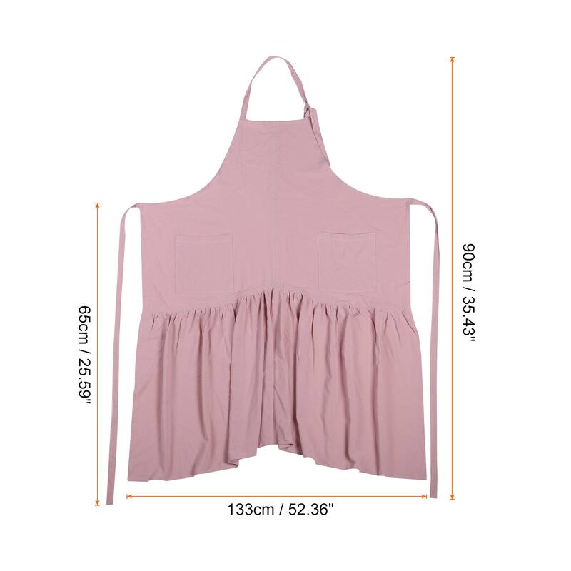 Cotton Linen Apron, Fishtail Aprons for Women Flower Shop Nail Salon - 35.43 inch - Pink