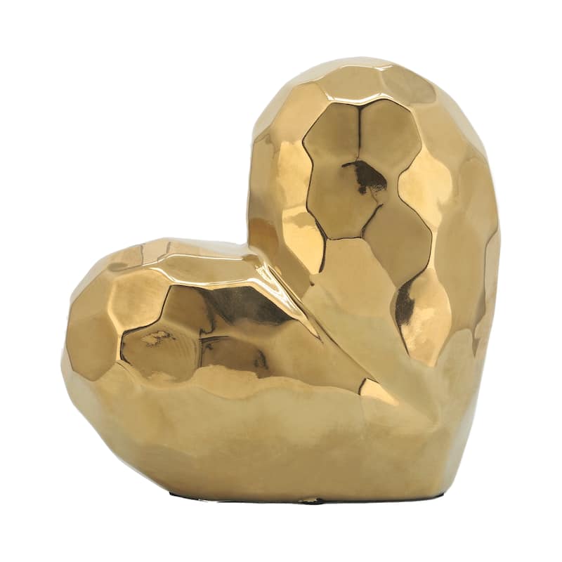 Modern Stone Ceramic Geometric Heart Sculpture