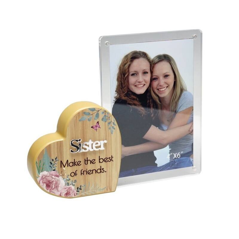 Heart With Text And Clear Photo Frame- Sister Photo Frame