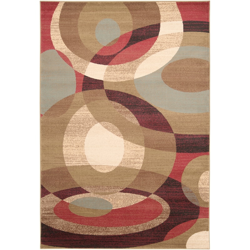 Hand-woven Grapevine Geometric Circles Plush Area Rug