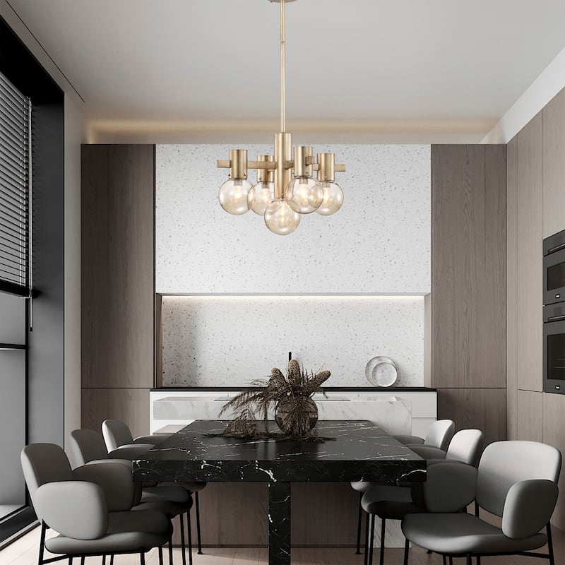Lalana 18 Inch Tinted Glass Shade Modern Chandelier 5 Light