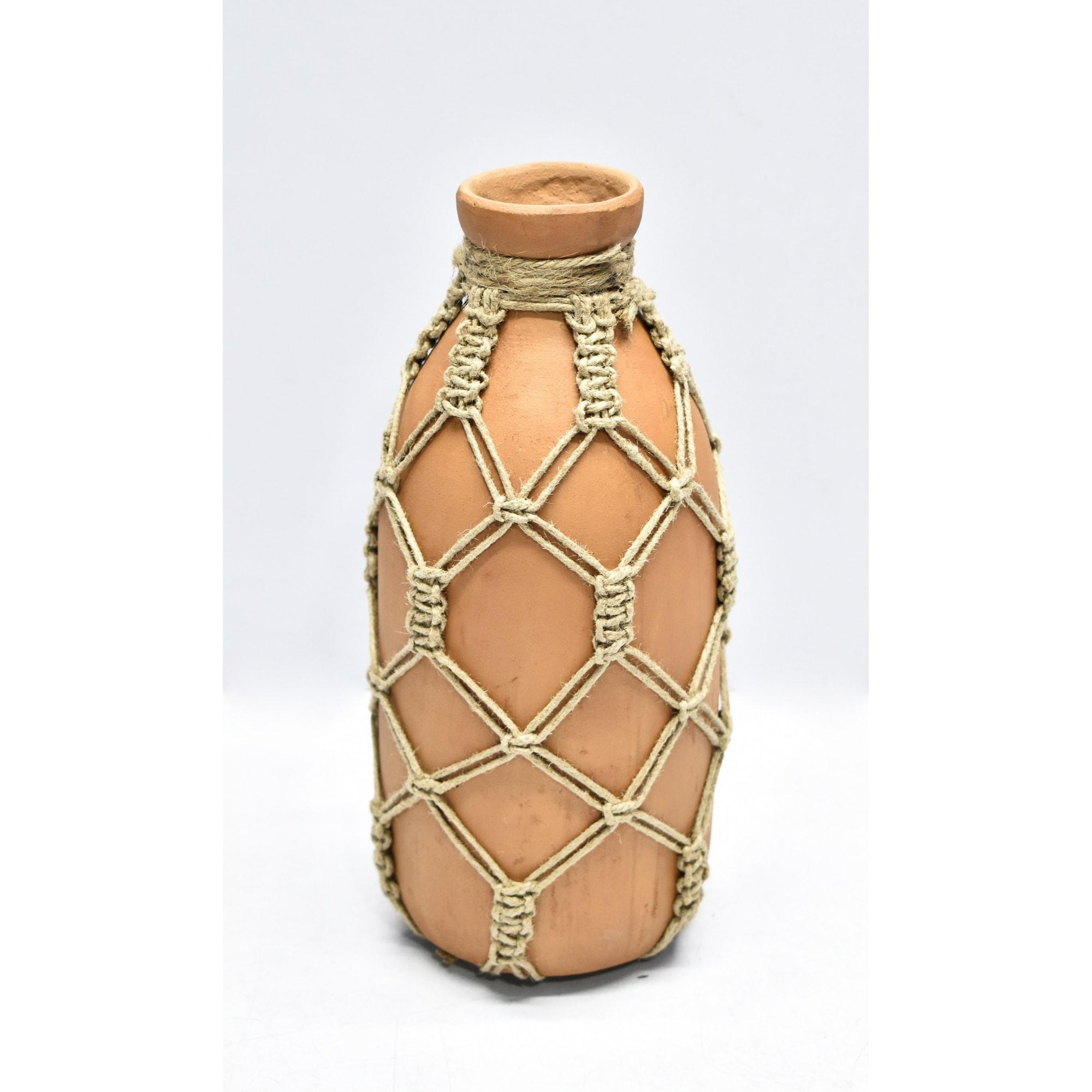 Small Mud Bottle Vase with Jute Rope - 9.75